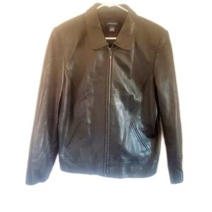 Anne Taylor classic slim black leather jacket. Size woman's L